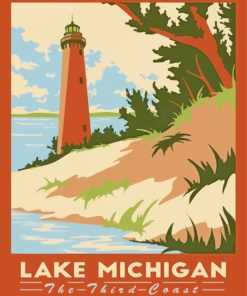 Lake Michigan Indiana Travel Poster Paint By Number