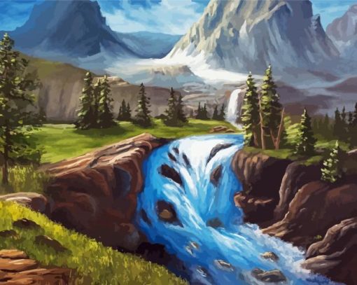 Landscape Waterfall River Art Paint By Number