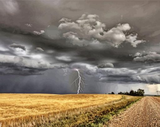 Lightning Moody Landscape Paint By Number