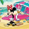 Minnie Mouse And Daisy At Beach Paint By Number