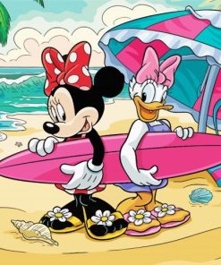 Minnie Mouse And Daisy At Beach Paint By Number