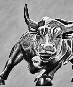 Monochrome Wall street Bull Art Paint By Number