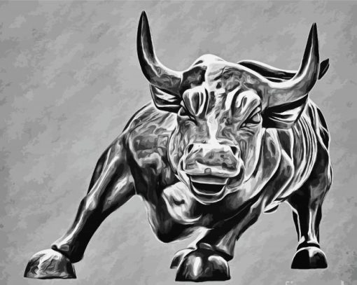 Monochrome Wall street Bull Art Paint By Number