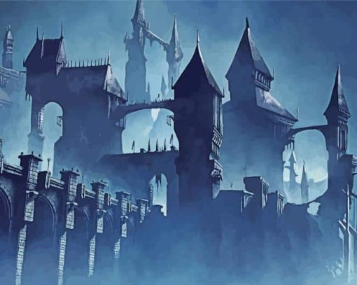 Mythical Castle Silhouette Paint By Number