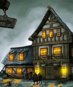 Night Medieval Inn Paint By Number