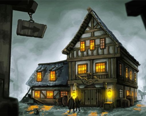 Night Medieval Inn Paint By Number