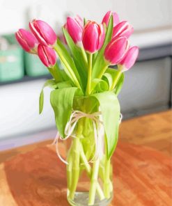 Pink Tulip Flower Vase Paint By Number