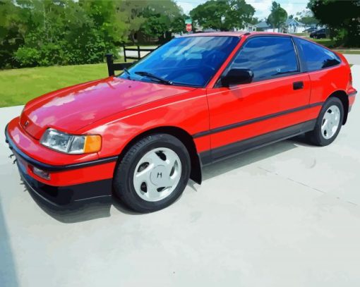 Red Honda CRX Car Paint By Number