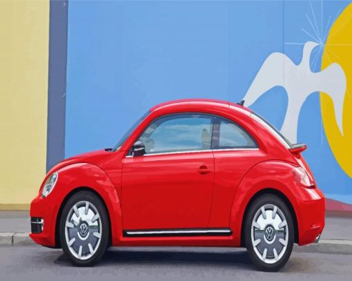 Red Volkswagen Bug Car Paint By Number