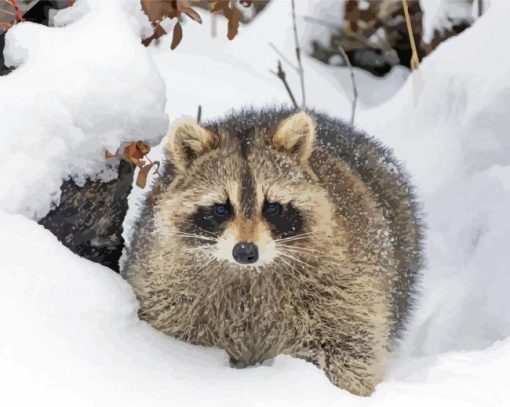 Snow Raccoon Paint By Number