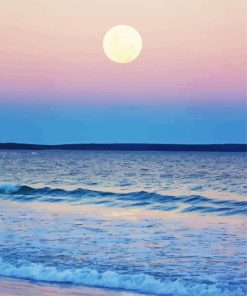 Sunset Moon Over Ocean Paint By Number