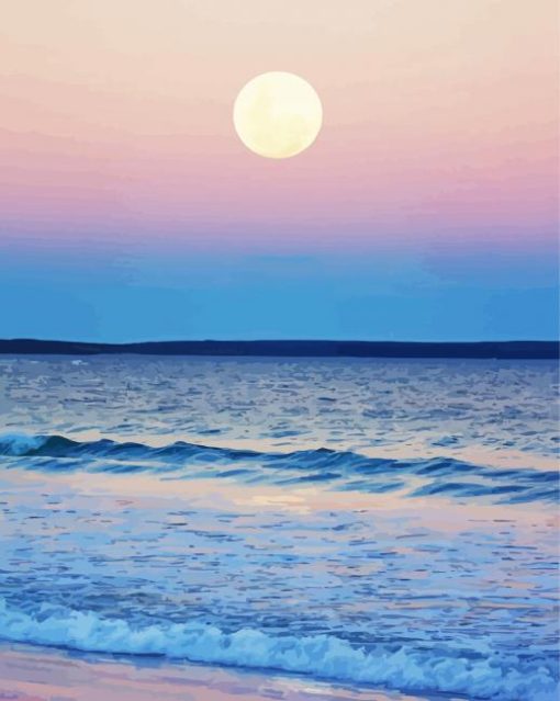 Sunset Moon Over Ocean Paint By Number