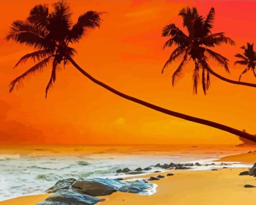 Sunset Tropical Palm Paint By Number