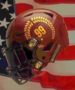 Washington Commanders Helmet And Usa Flag Paint By Number