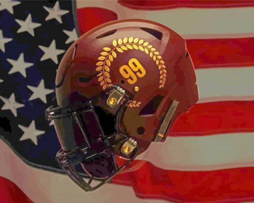 Washington Commanders Helmet And Usa Flag Paint By Number