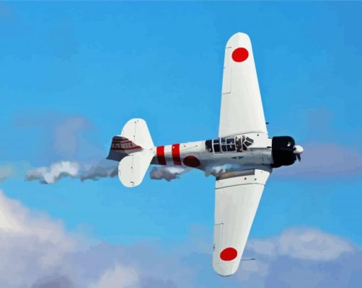 White WWII Fighter Plane Paint By Number