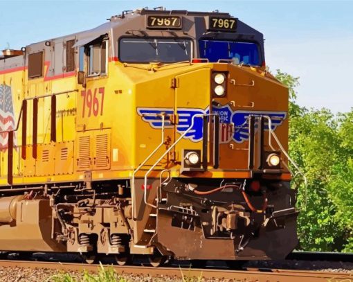 Yellow Diesel Train Paint By Number