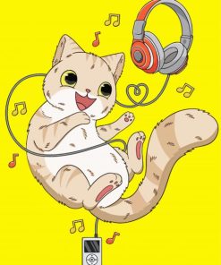 Cat With Headphones Music Paint By Number