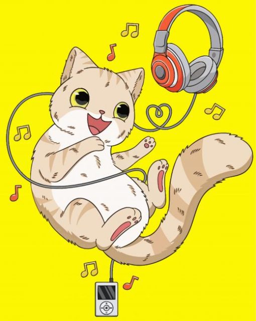 Cat With Headphones Music Paint By Number