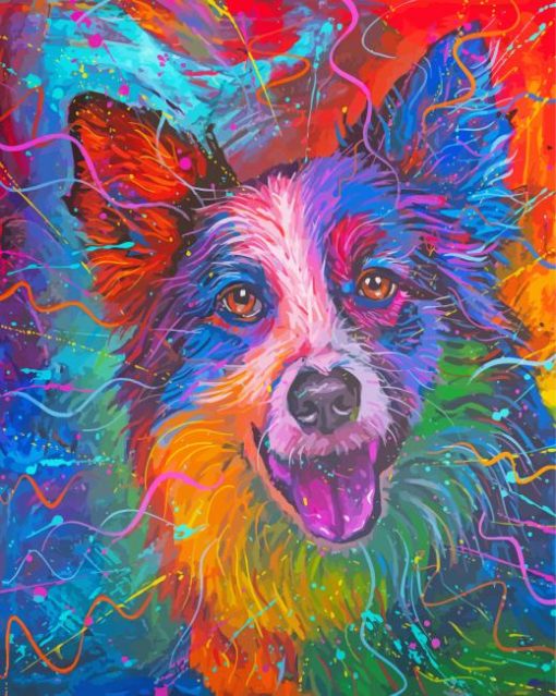 Colorful Border Collie Art Paint By Number