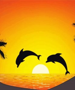 Dolphin At Sunset Paint By Number