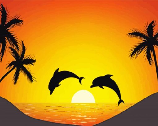 Dolphin At Sunset Paint By Number