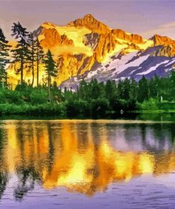 North Cascades Sunset Reflection Paint By Number