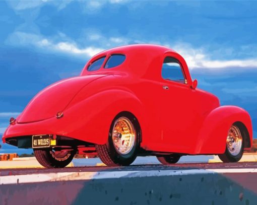 Red Vintage Willys Coupe Paint By Number