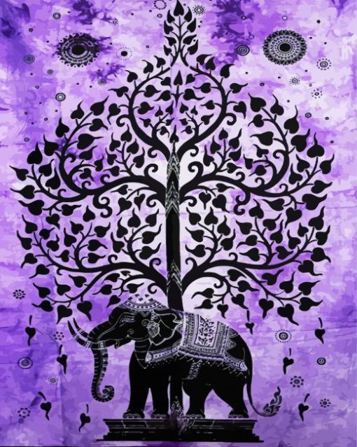 Purple Elephant Tree Of Life Paint By Number