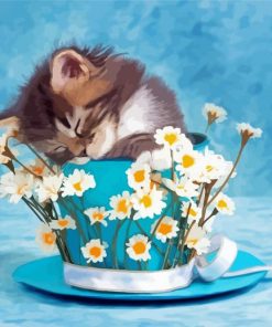 Sleepy Kitten In Cup Paint By Number