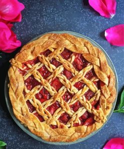 Strawberry Pie And Pink Flowers Paint By Number