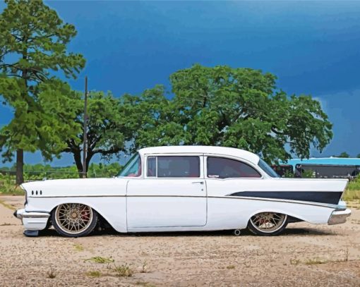 White 1957 Chevy Paint By Number