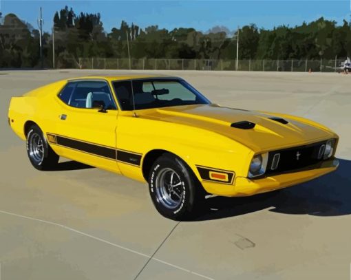 Yellow 1973 Mustang Paint By Number