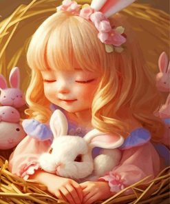 Girl White Bunny Paint By Numbers