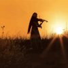 Girl Playing Violin Sunset Silhouette Paint By Numbers