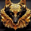 Gold Wolf Head Paint By Numbers