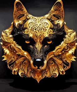 Gold Wolf Head Paint By Numbers