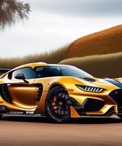 Golden Race Car Paint By Numbers