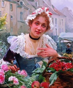 Louis Marie De Schryver He Flower Seller Paint By Numbers