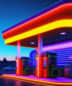 Neon Gas Station Paint By Numbers