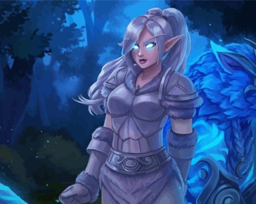 Night Elf With Mythical Creature Paint By Numbers