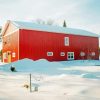 Red Barn With Snow Paint By Numbers