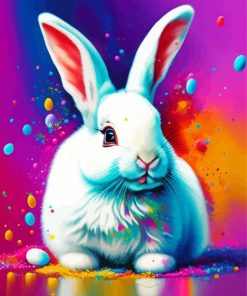 White Splatter Easter Bunny Paint By Numbers