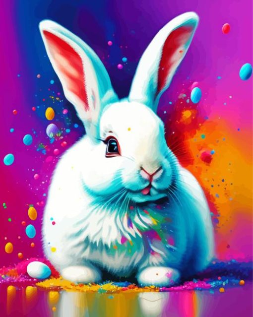 White Splatter Easter Bunny Paint By Numbers